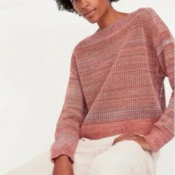 Old Navy Sweaters - Old Navy (3X) Coral Pink Multicolor Knitted Crewneck Loose Fit Sweater